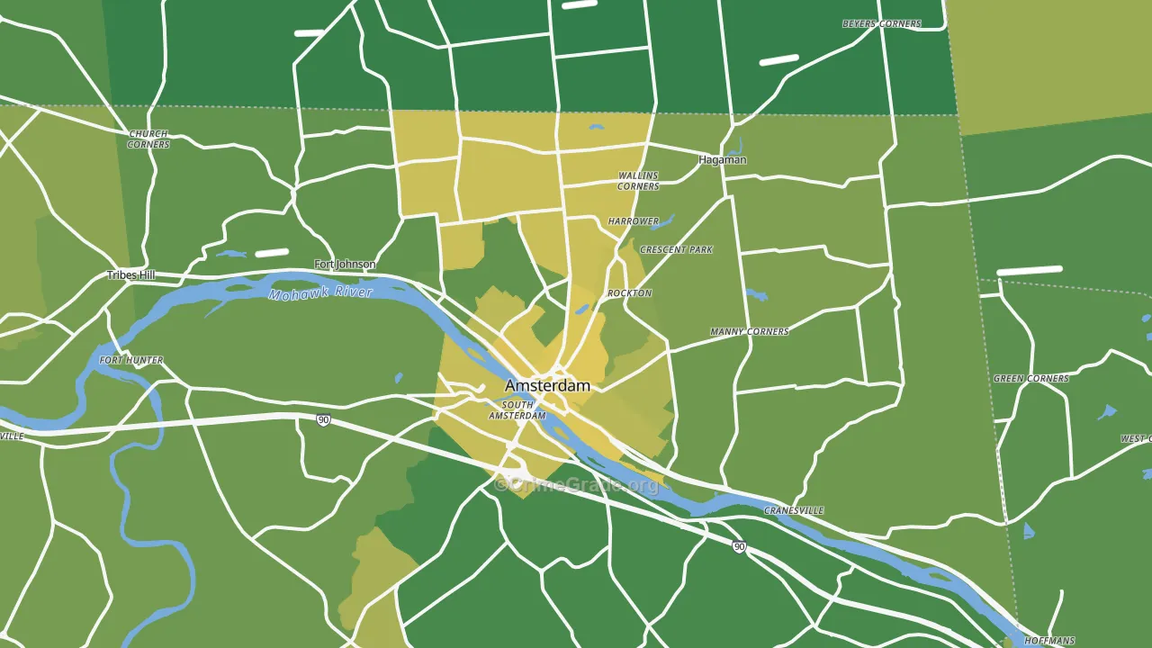 Amsterdam, NY Map of Vandalism Rates