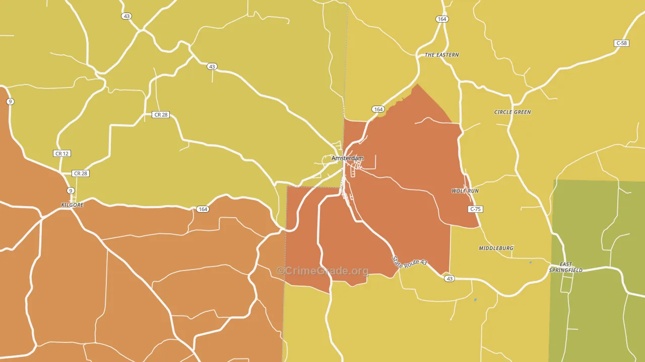 Amsterdam, OH Map of Vandalism Rates