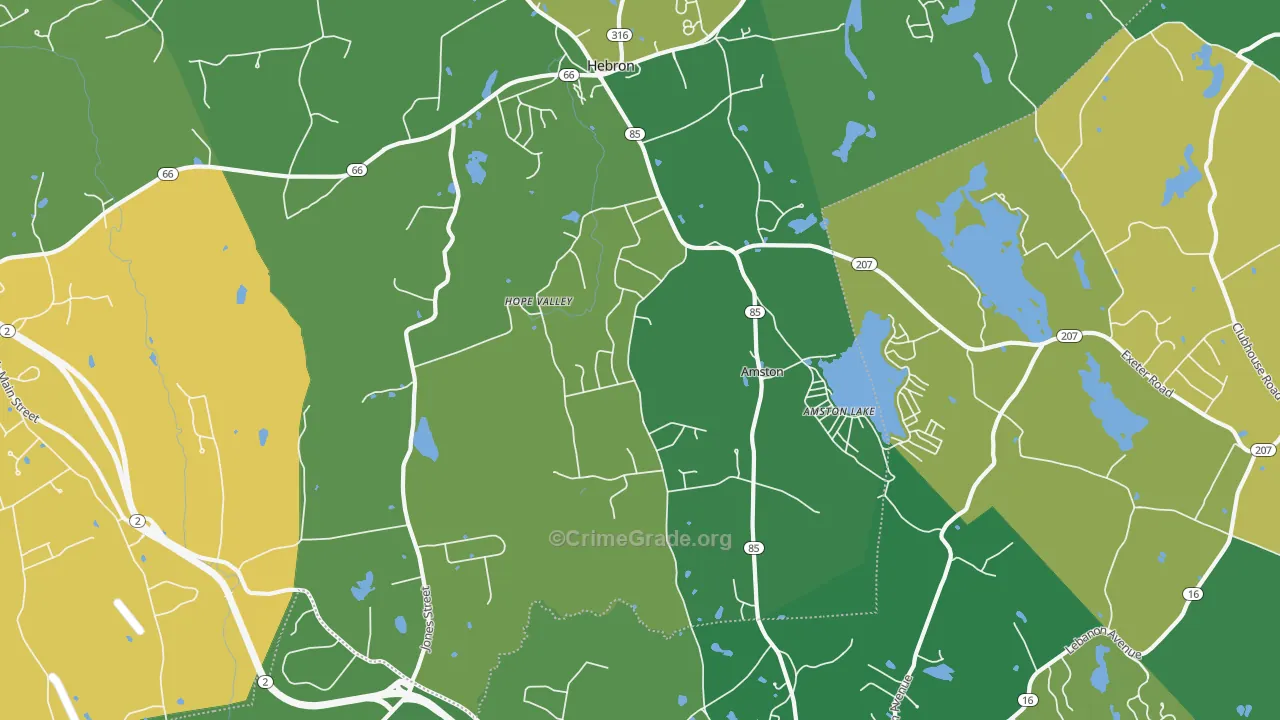 Amston, CT Map of Vandalism Rates