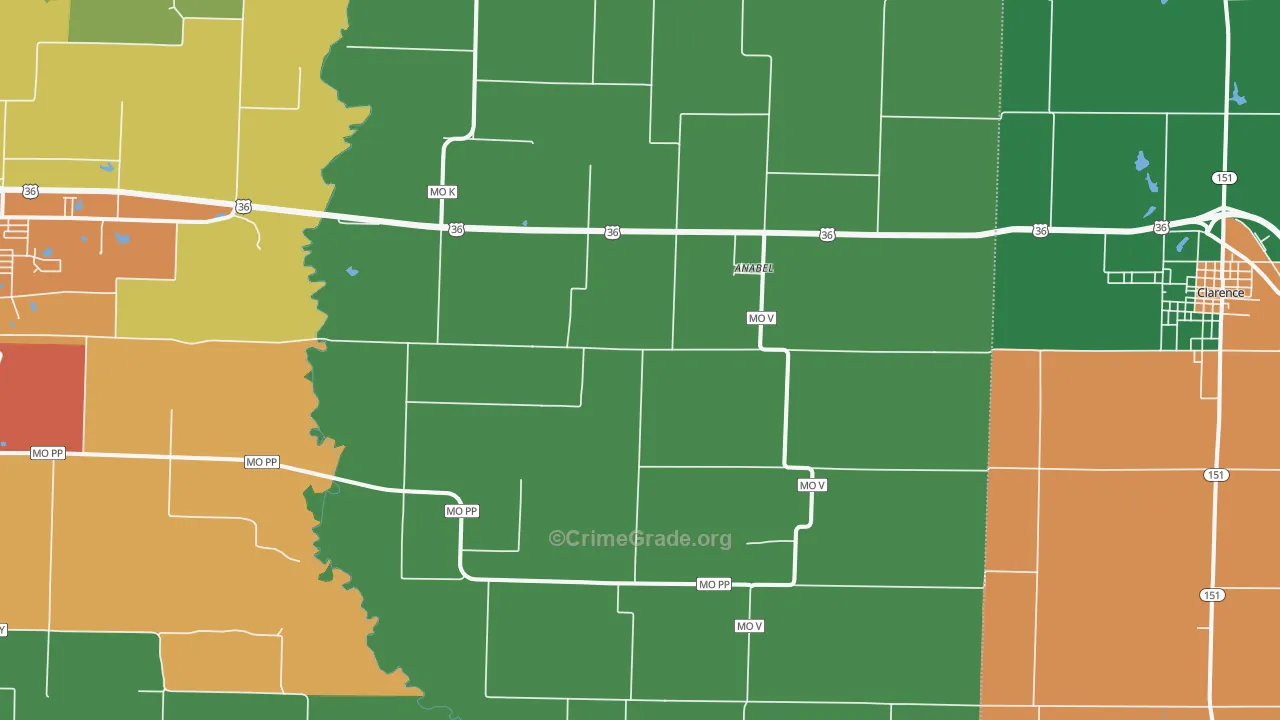 Anabel, MO Map of Vandalism Rates