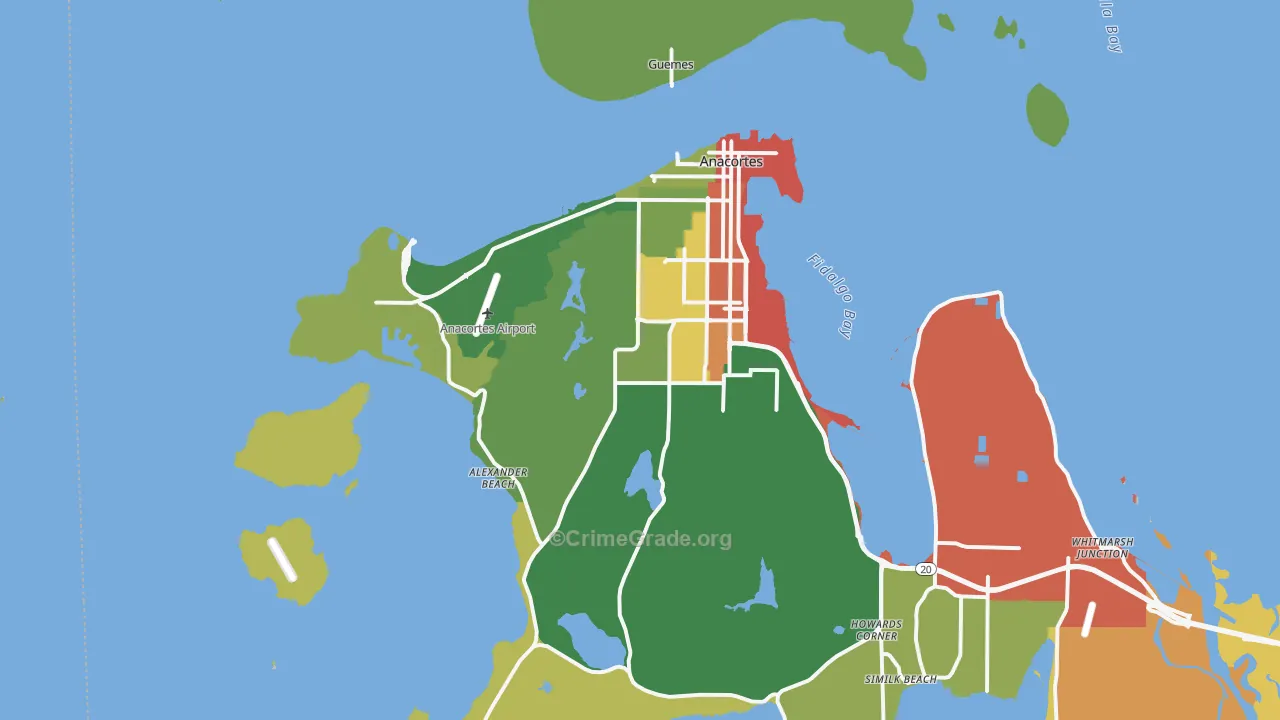 Anacortes, WA Map of Vandalism Rates