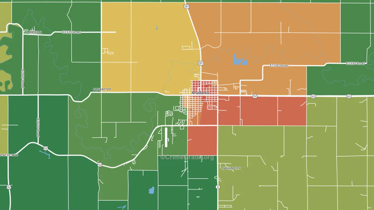 Anadarko, OK Map of Vandalism Rates