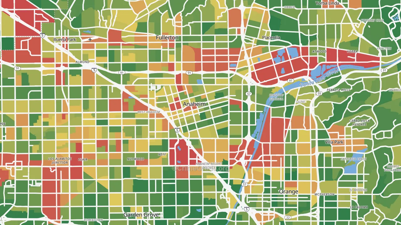 Anaheim, CA Map of Vandalism Rates