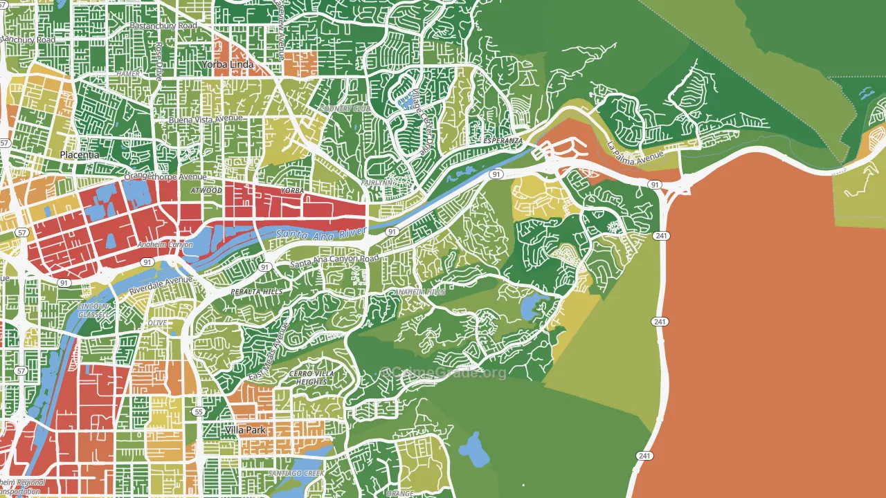 Anaheim Hills, Anaheim, CA Map of Vandalism Rates