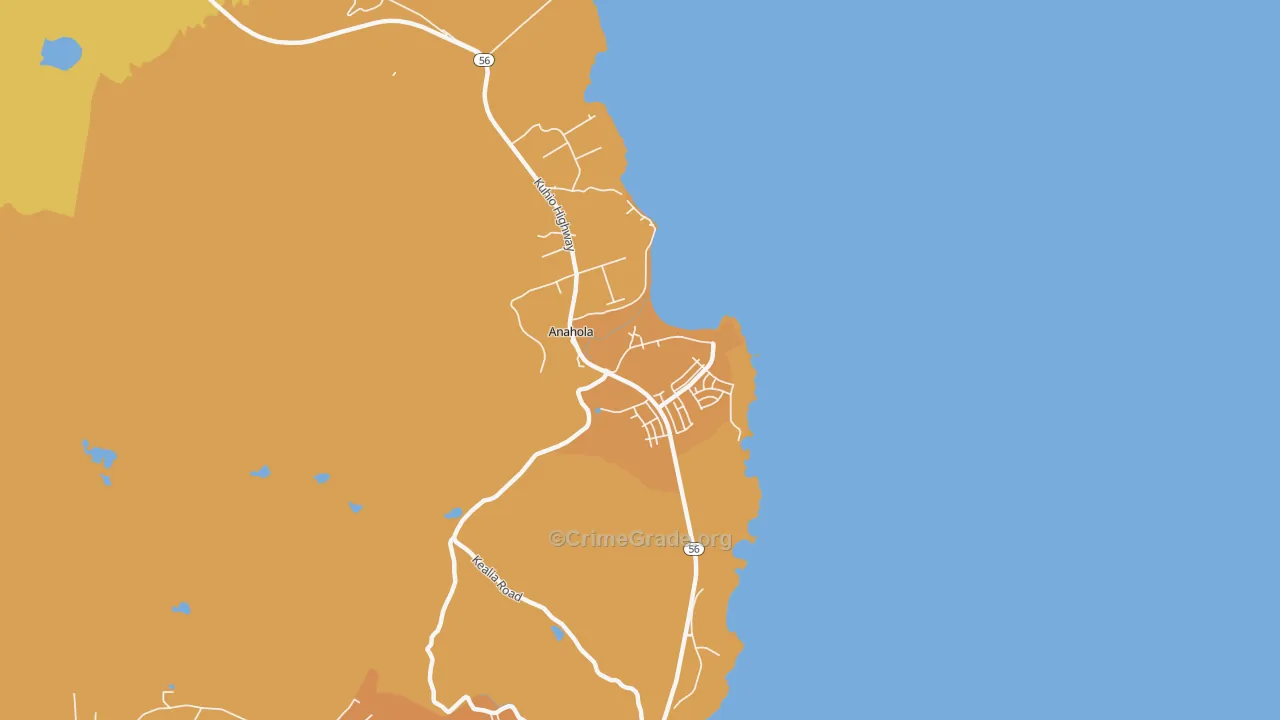 Anahola, HI Map of Vandalism Rates