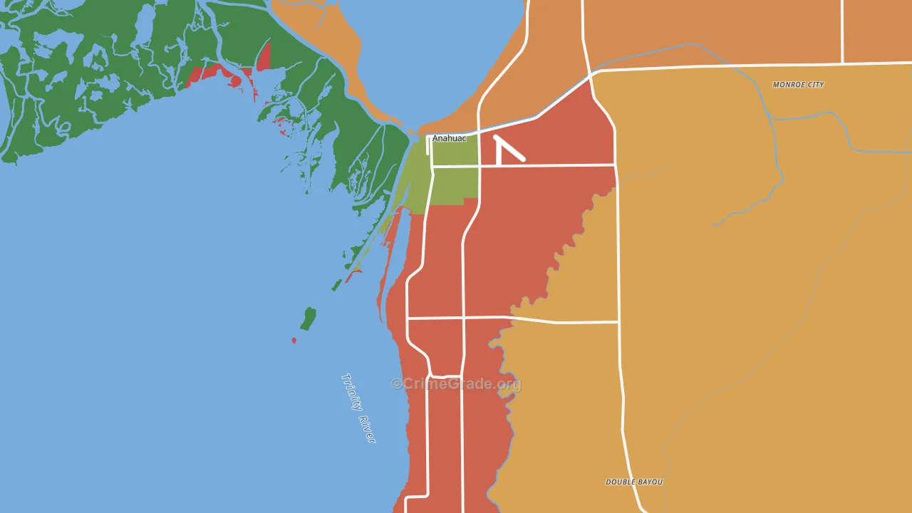 Anahuac, TX Map of Vandalism Rates
