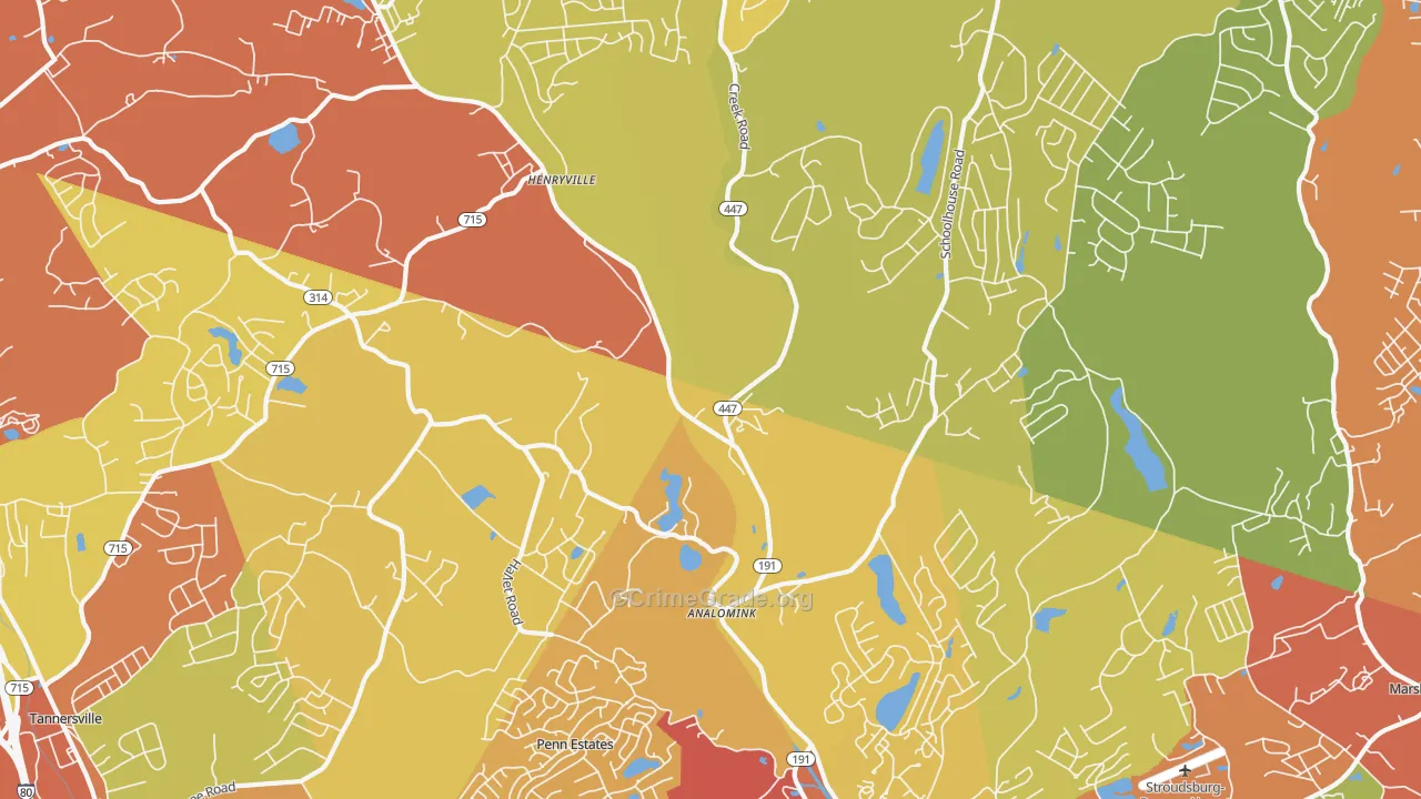 Analomink, PA Map of Vandalism Rates