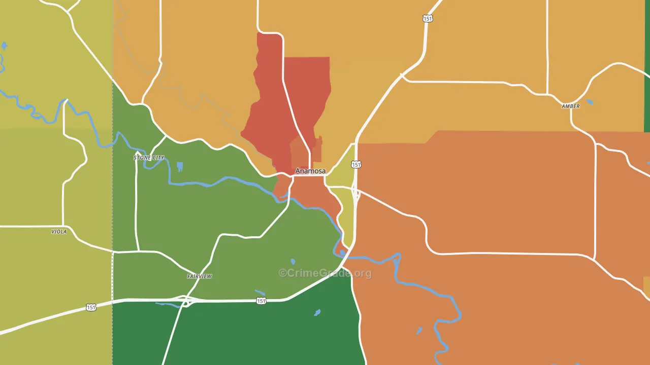 Anamosa, IA Map of Vandalism Rates