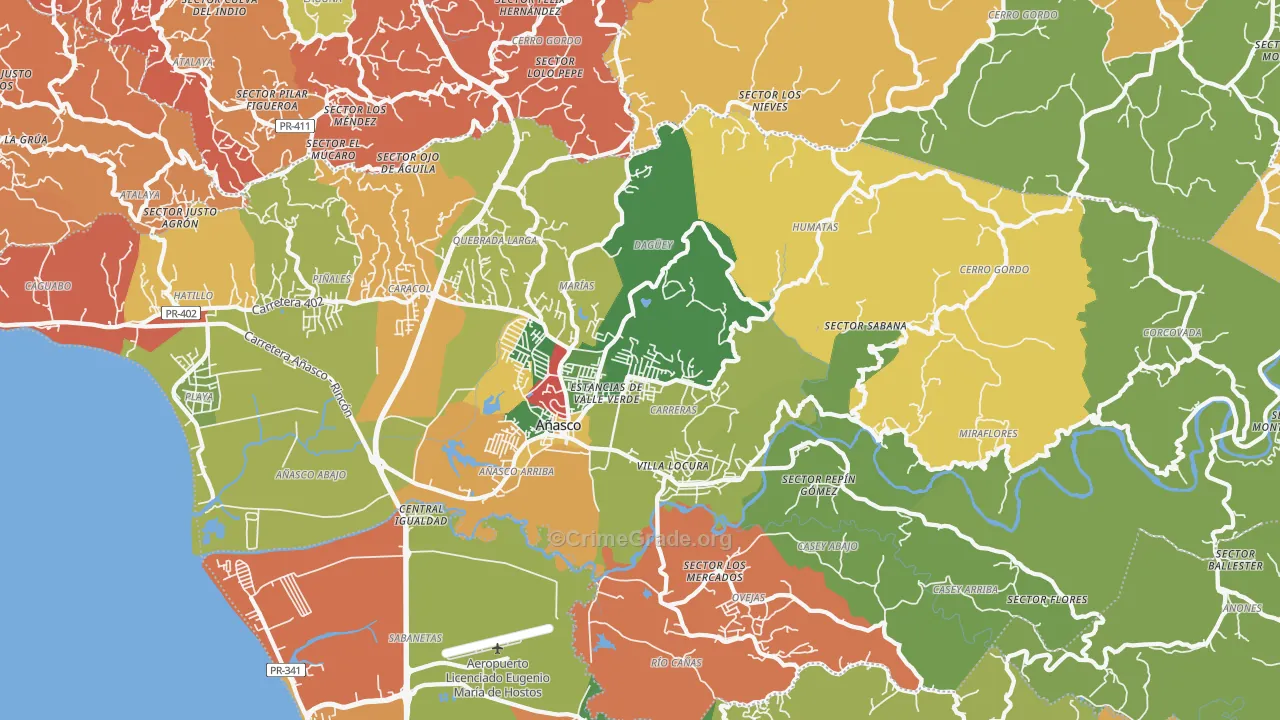 Anasco, PR Map of Vandalism Rates