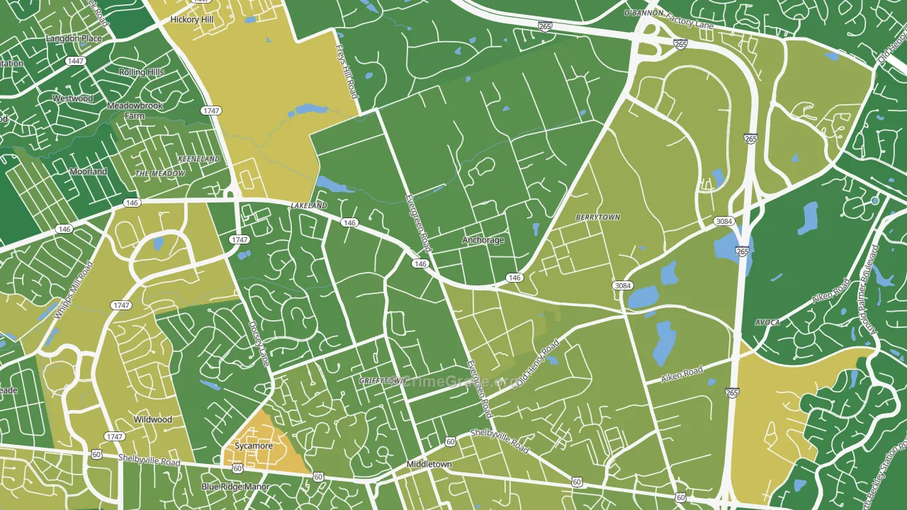 Anchorage, KY Map of Vandalism Rates