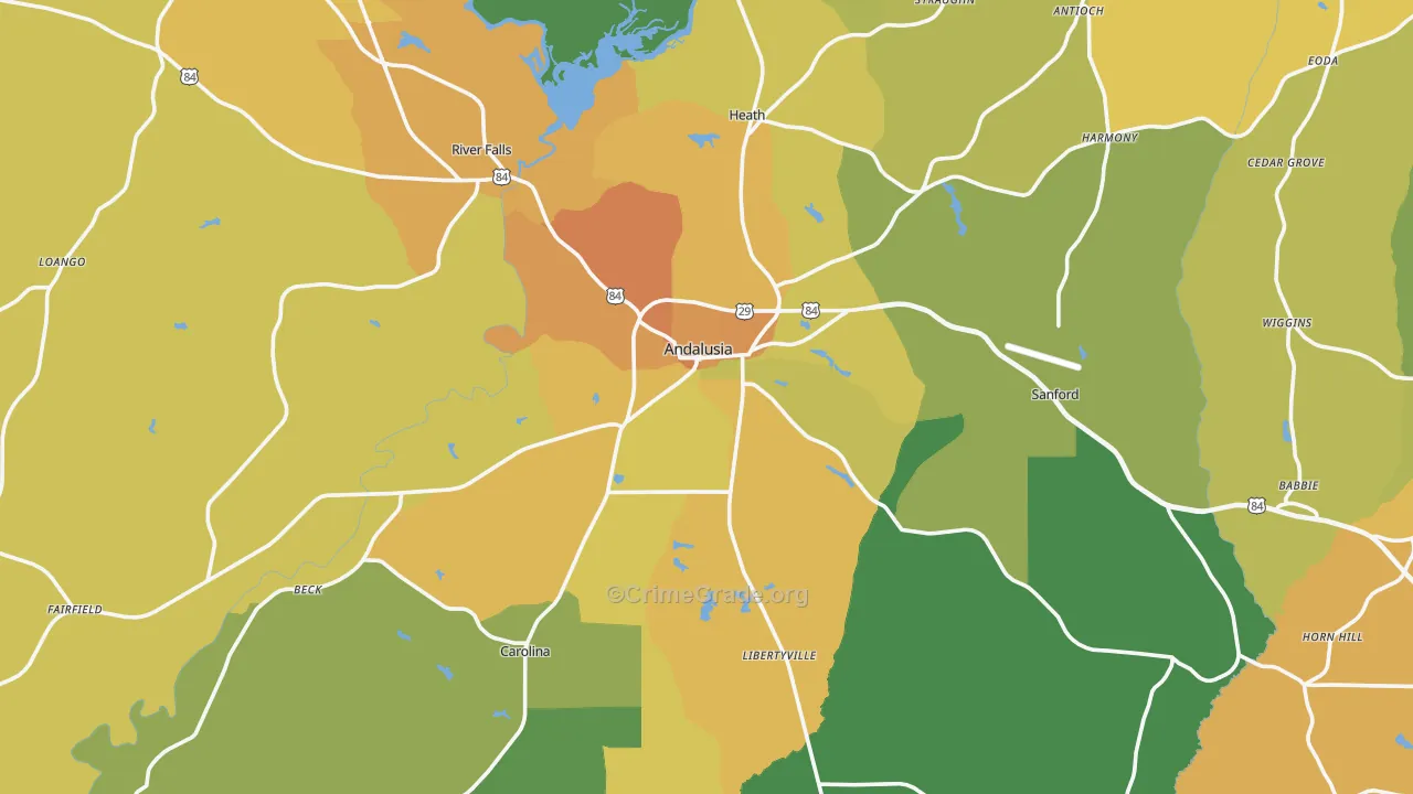 Andalusia, AL Map of Vandalism Rates