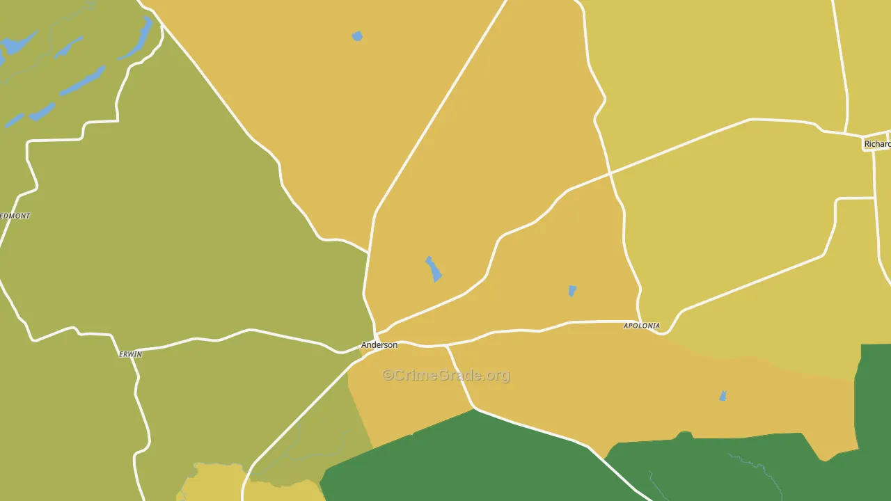 Anderson, TX Map of Vandalism Rates