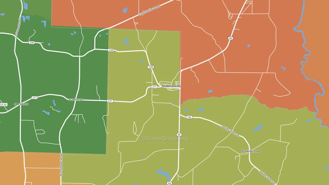 Andersonville, GA Map of Vandalism Rates