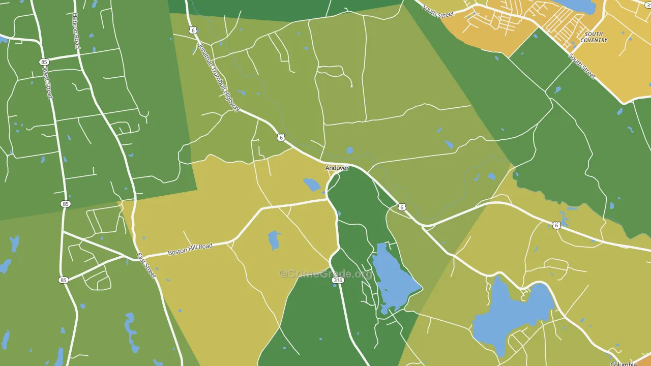 Andover, CT Map of Vandalism Rates
