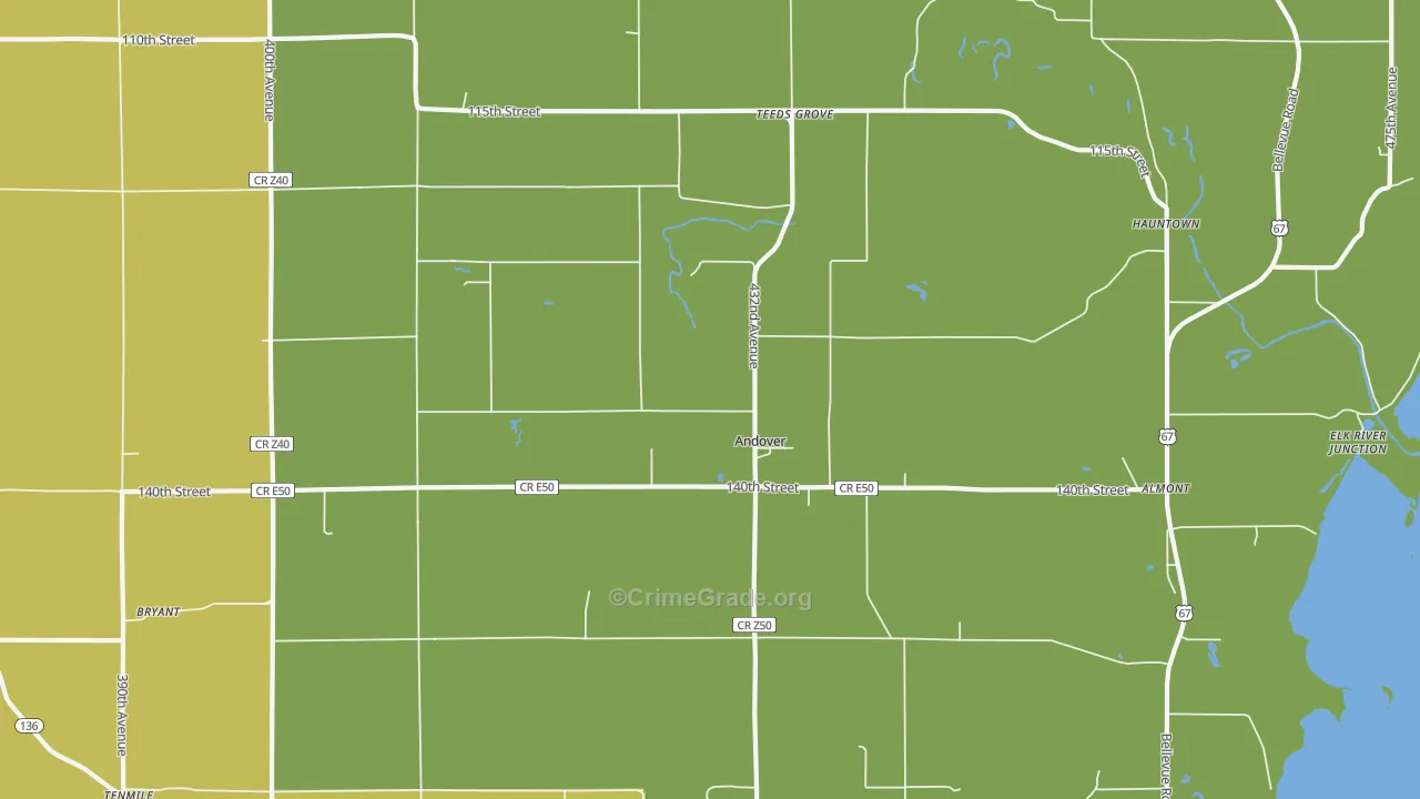 Andover, IA Map of Vandalism Rates