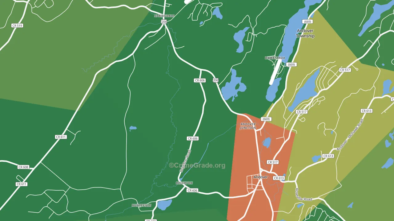 Andover Junction, NJ Map of Vandalism Rates