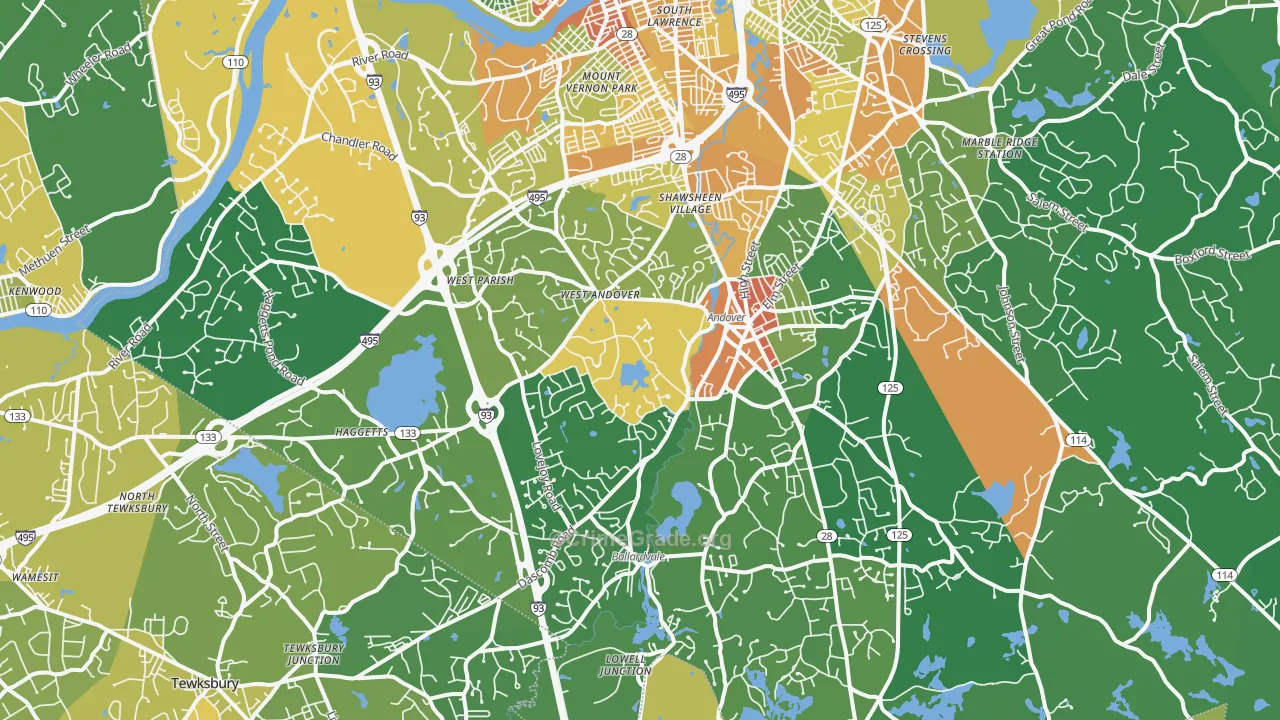 Andover, MA Map of Vandalism Rates
