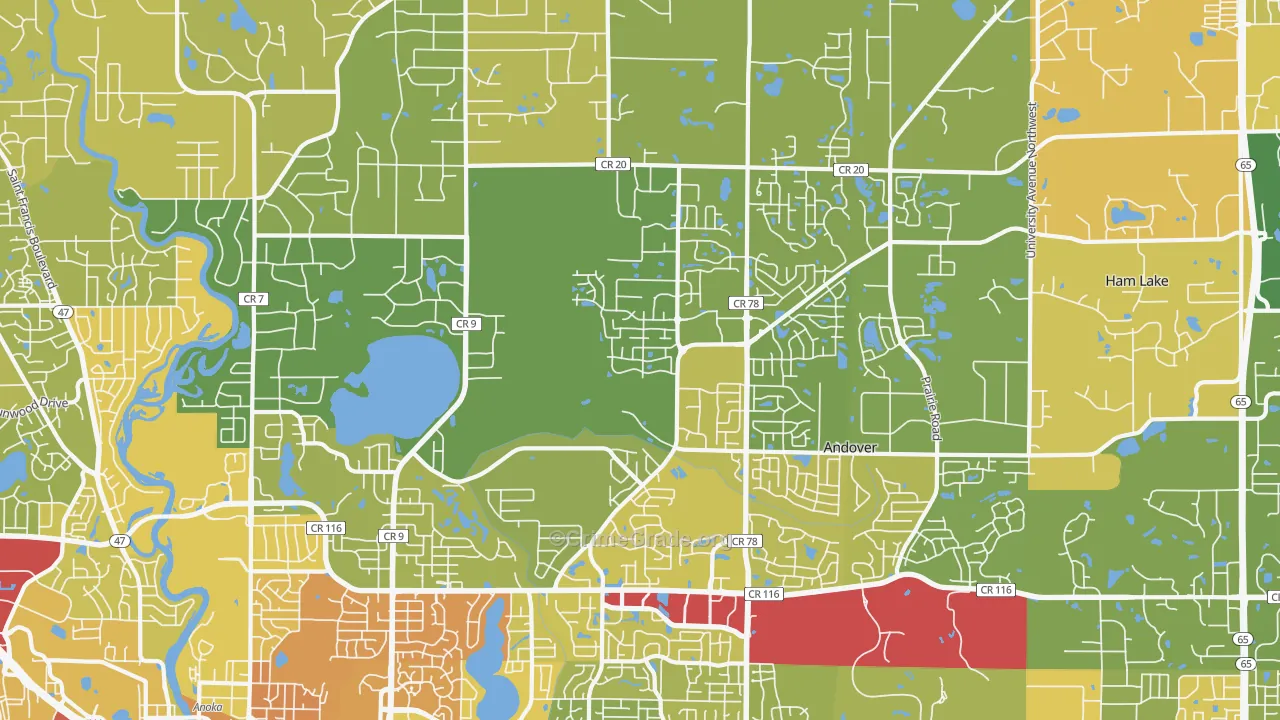 Andover, MN Map of Vandalism Rates