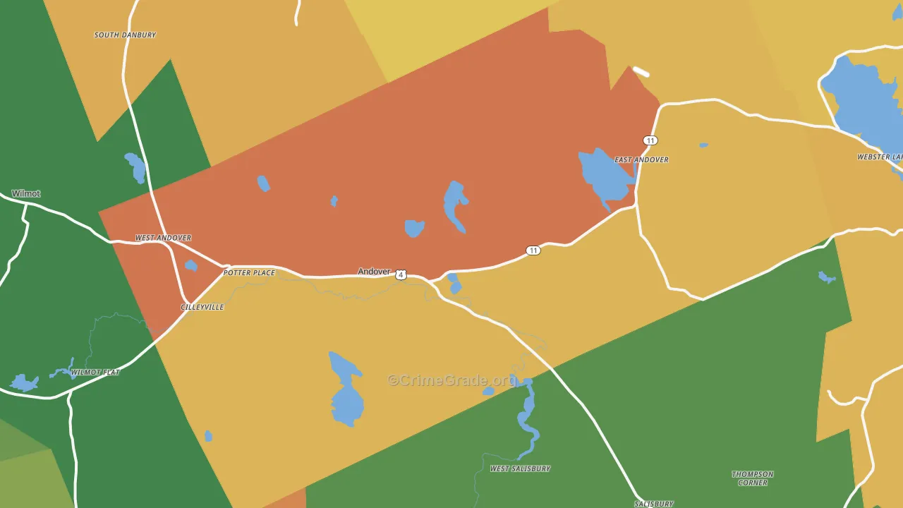Andover, NH Map of Vandalism Rates