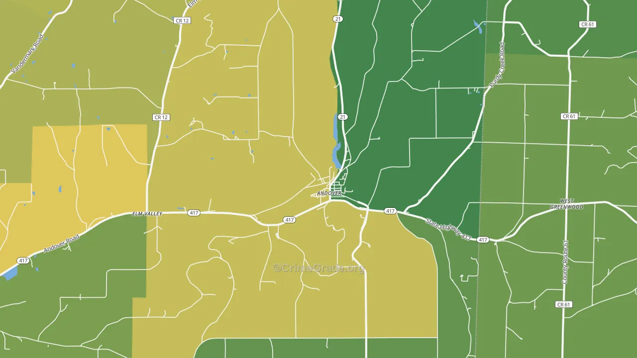 Andover, NY Map of Vandalism Rates