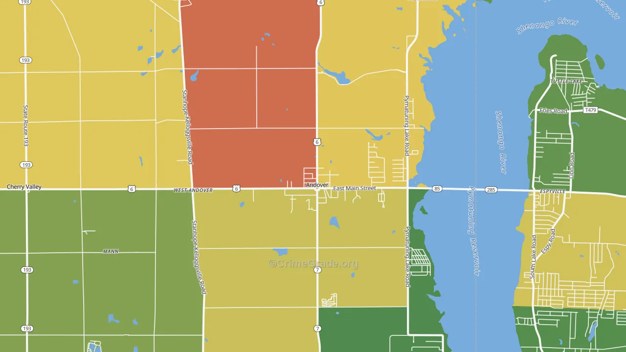 Andover, OH Map of Vandalism Rates