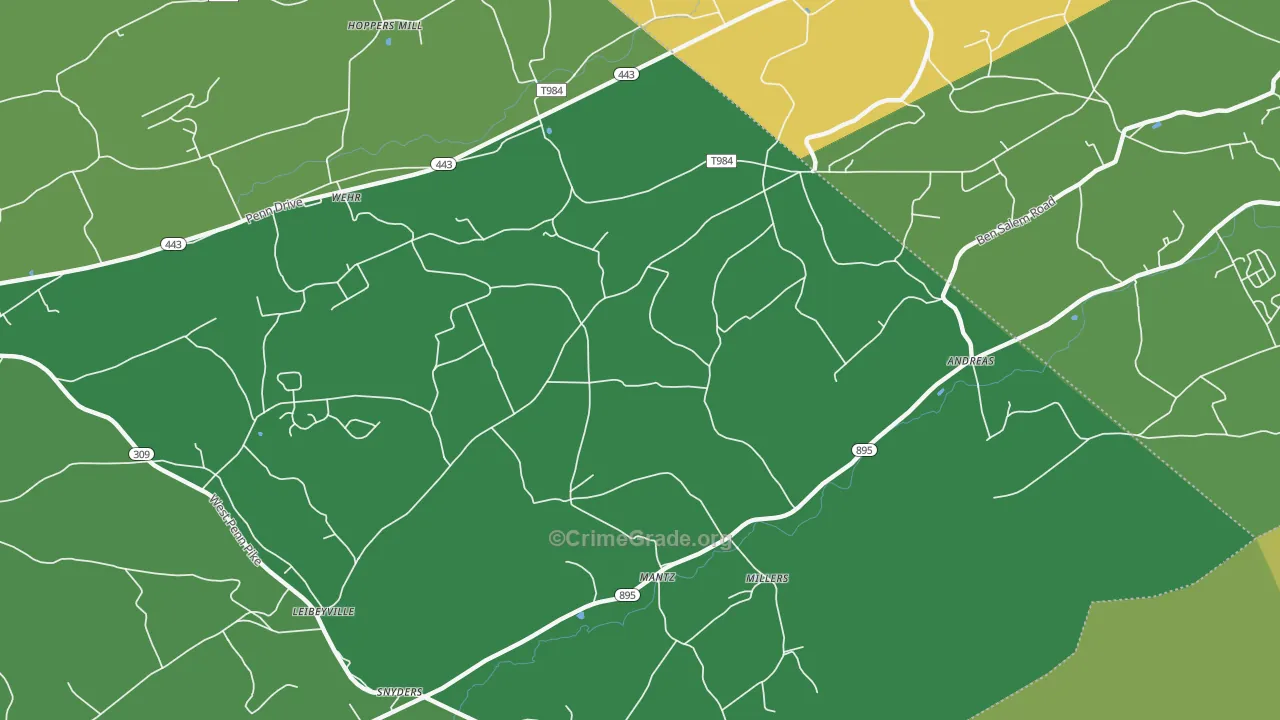 Andreas, PA Map of Vandalism Rates