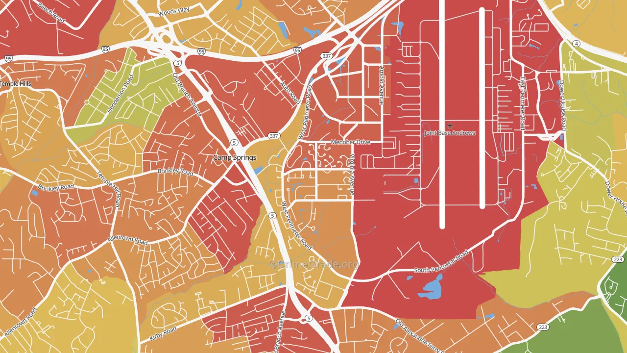 Andrews AFB, MD Map of Vandalism Rates