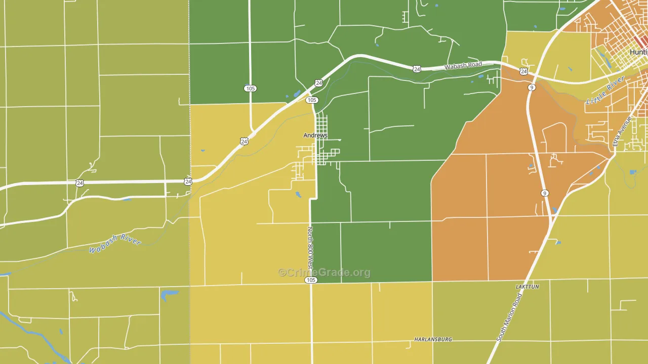 Andrews, IN Map of Vandalism Rates