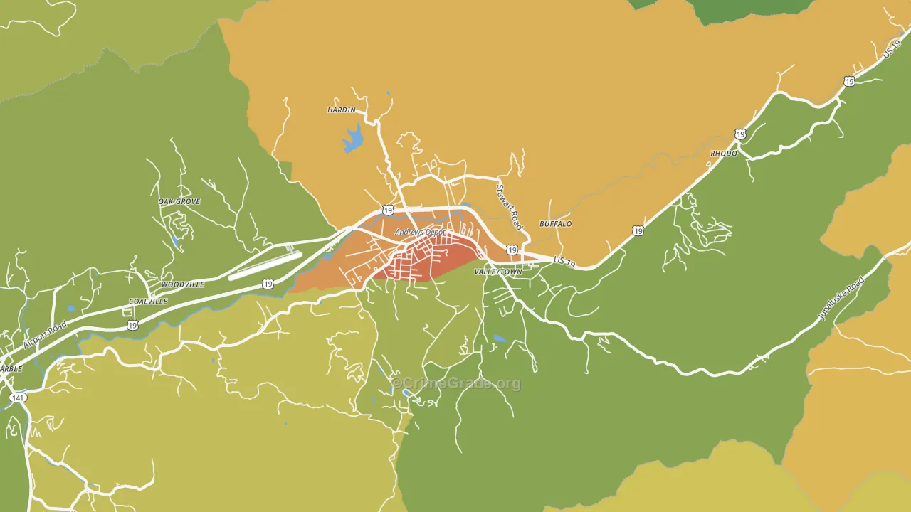 Andrews, NC Map of Vandalism Rates