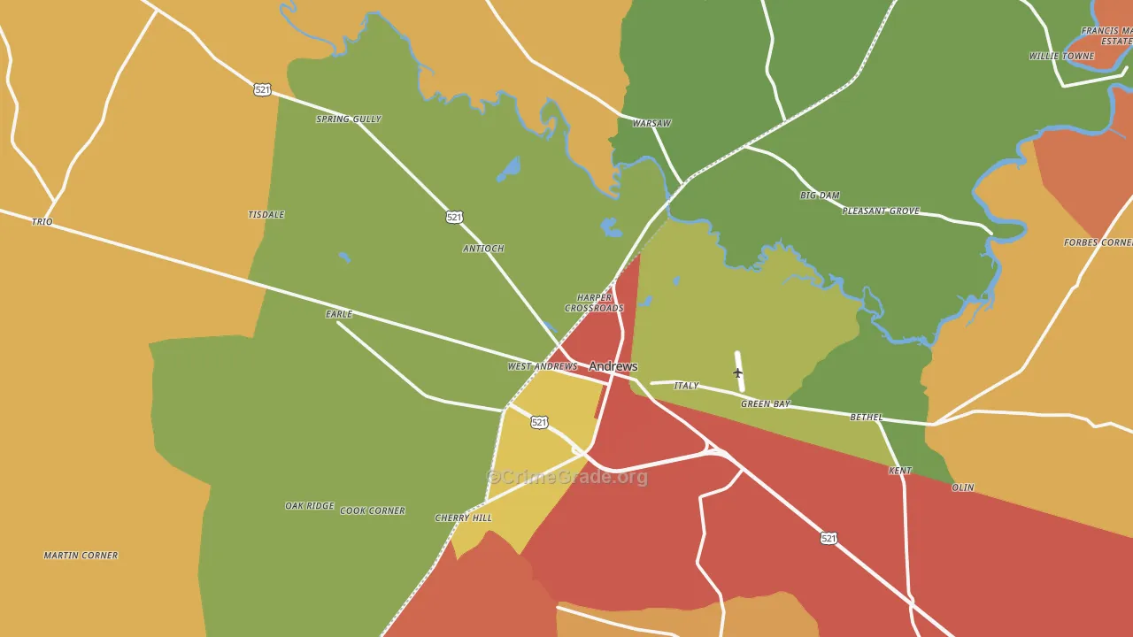 Andrews, SC Map of Vandalism Rates