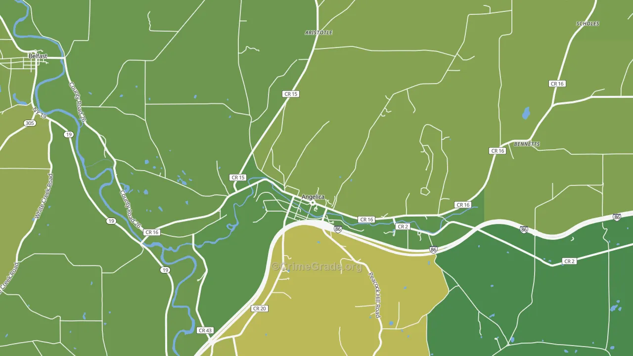 Angelica, NY Map of Vandalism Rates