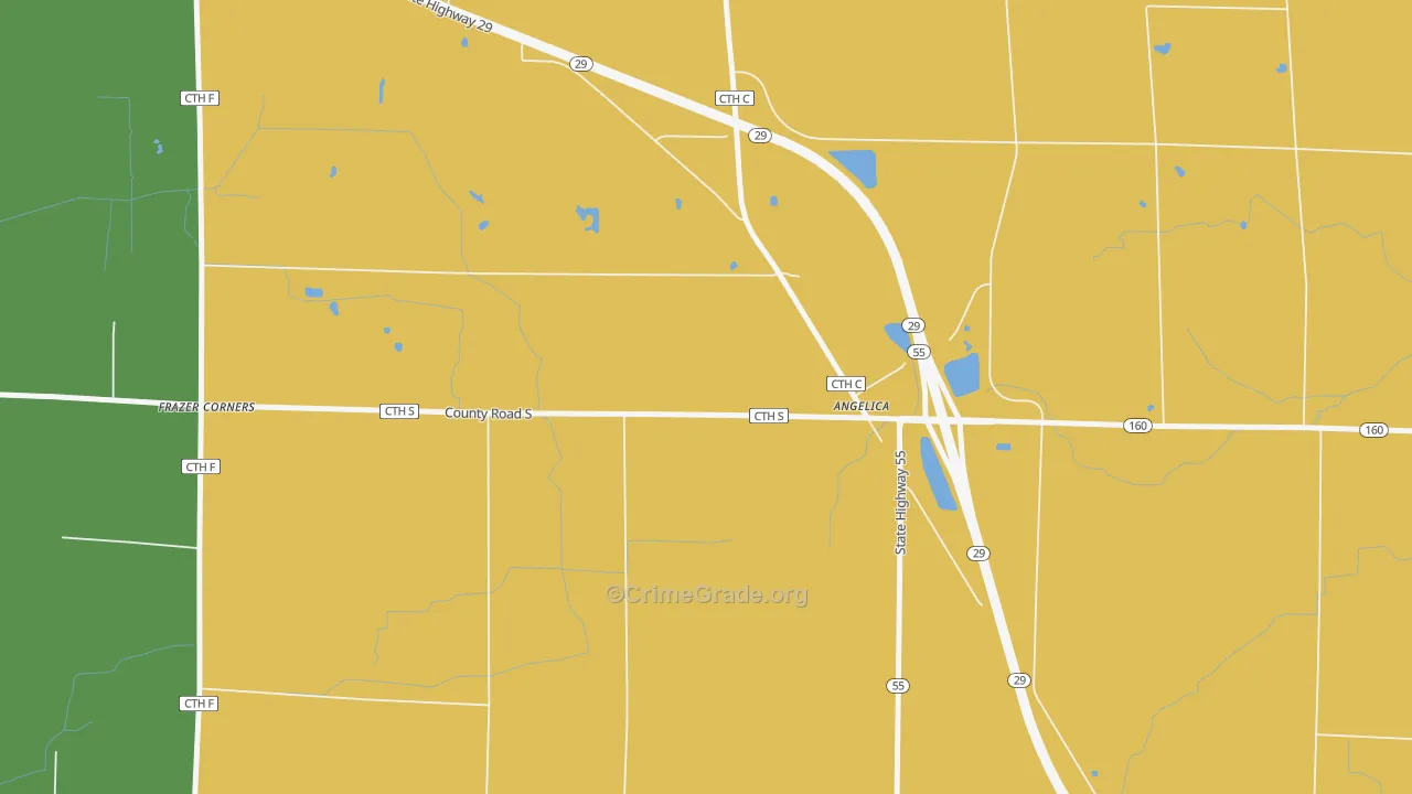 Angelica, WI Map of Vandalism Rates