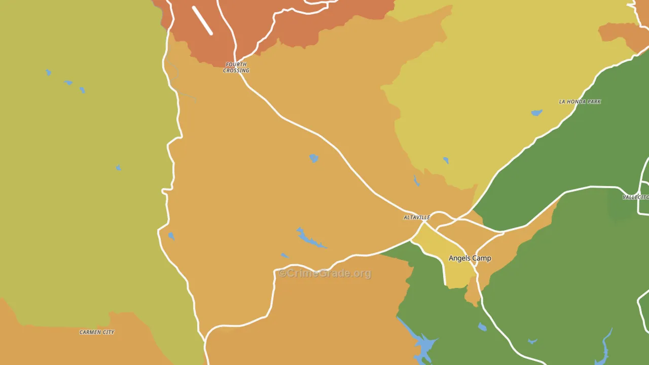 Angels Camp, CA Map of Vandalism Rates