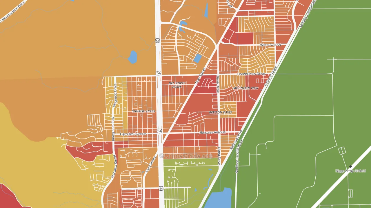 Angels Triangle, El Paso, TX Map of Vandalism Rates