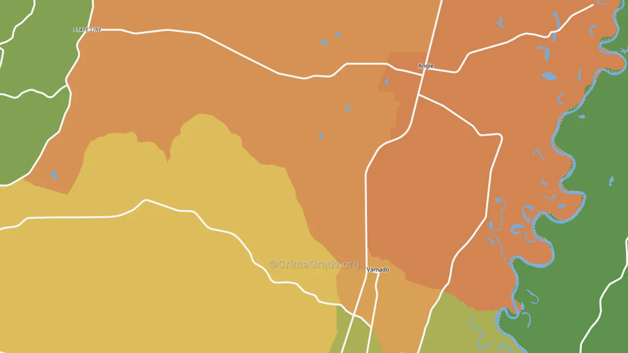 Angie, LA Map of Vandalism Rates
