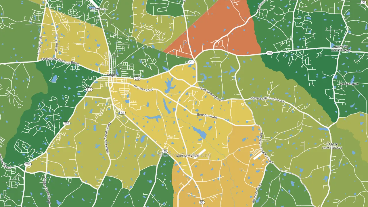 Angier, NC Map of Vandalism Rates