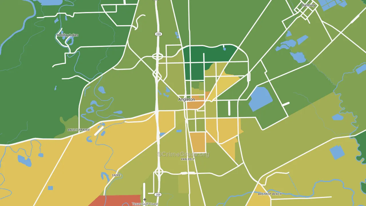Angleton, TX Map of Vandalism Rates