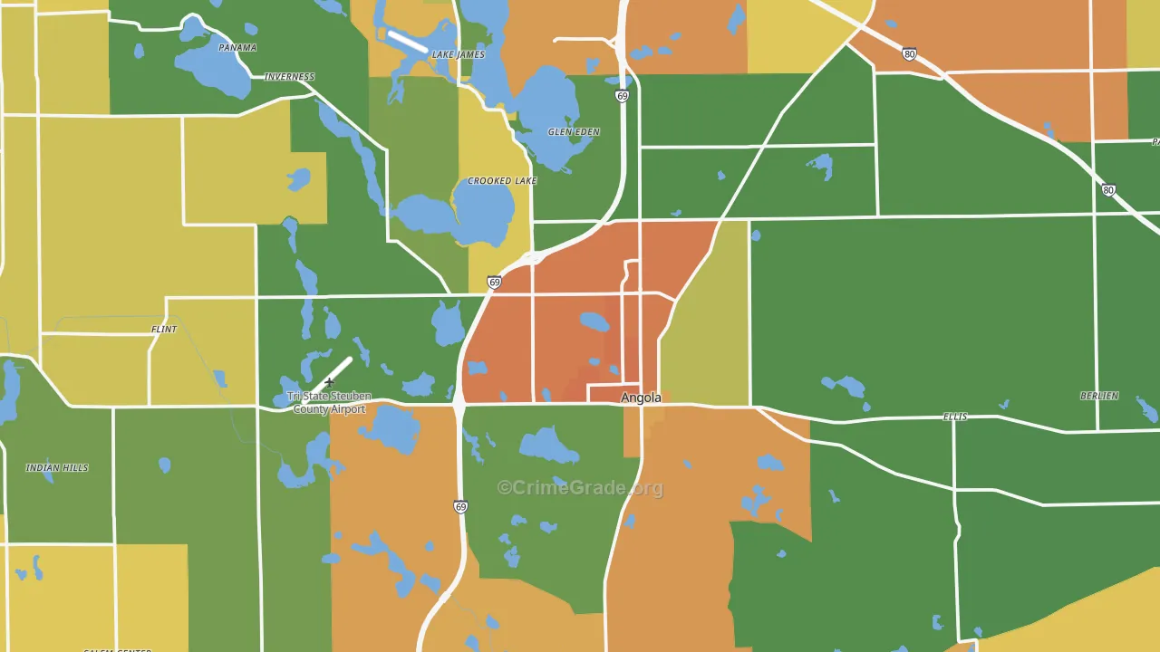 Angola, IN Map of Vandalism Rates