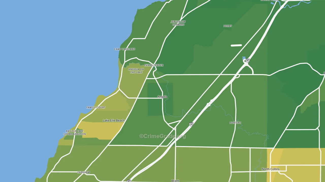 Angola, NY Map of Vandalism Rates