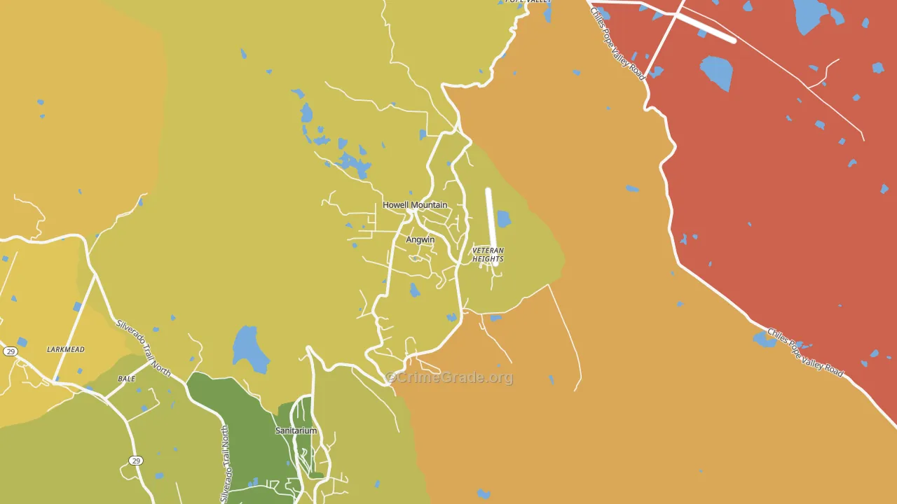 Angwin, CA Map of Vandalism Rates