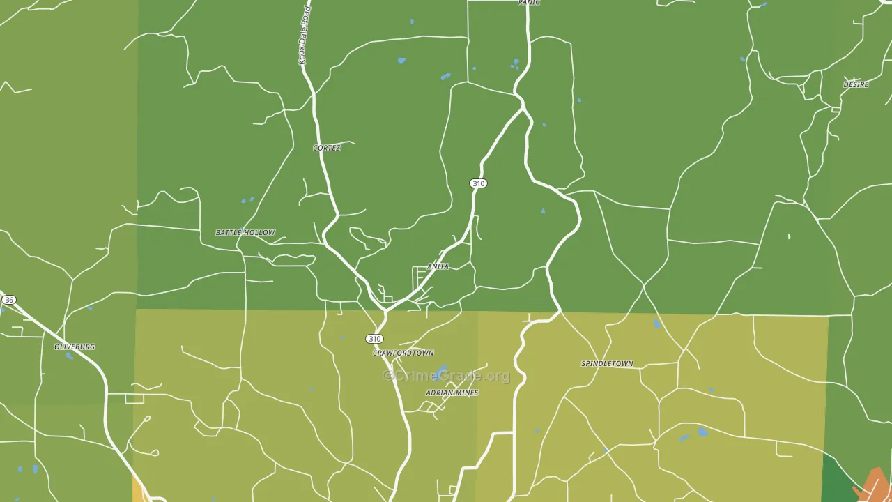 Anita, PA Map of Vandalism Rates