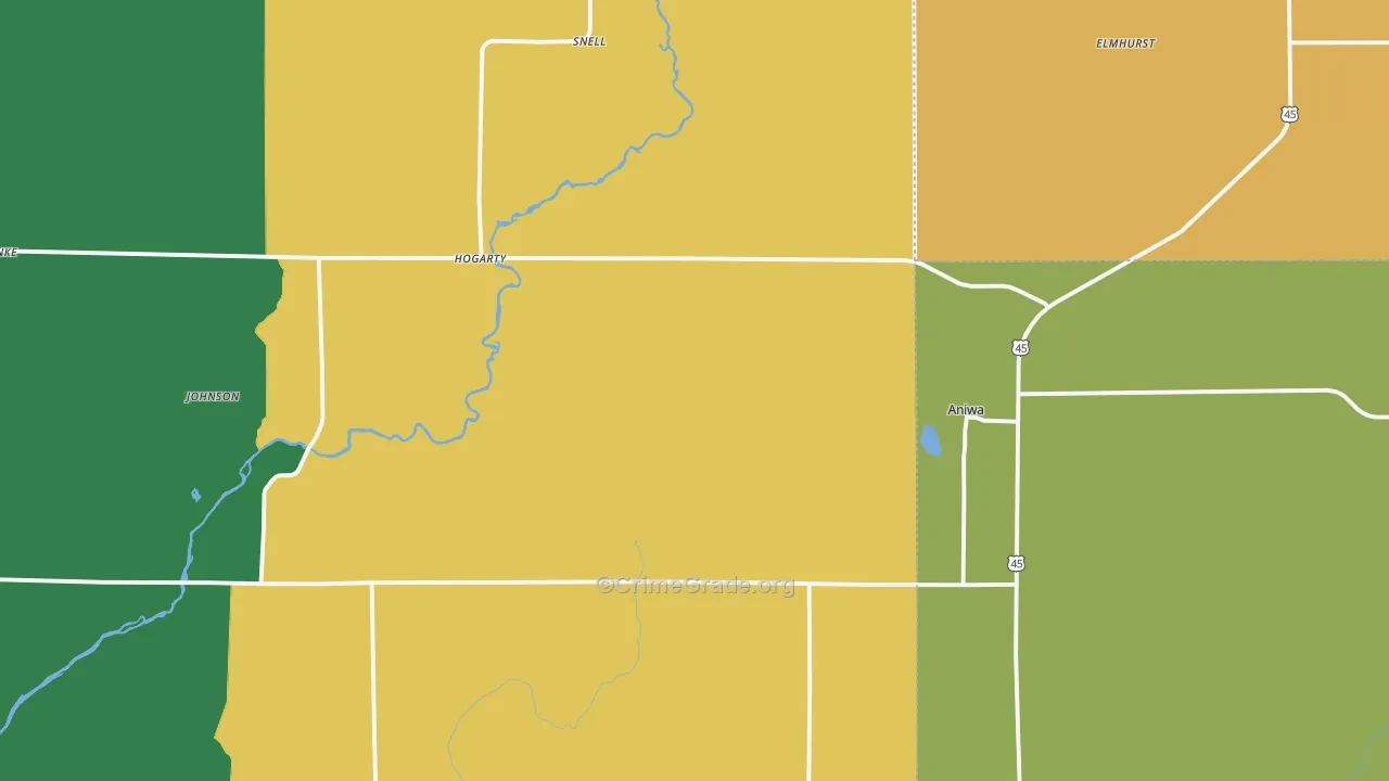 Aniwa, WI Map of Vandalism Rates