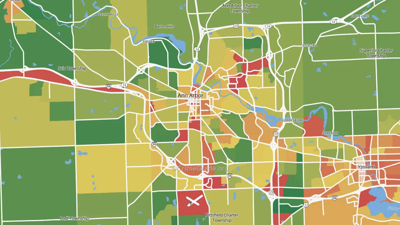 Ann Arbor, MI Map of Vandalism Rates