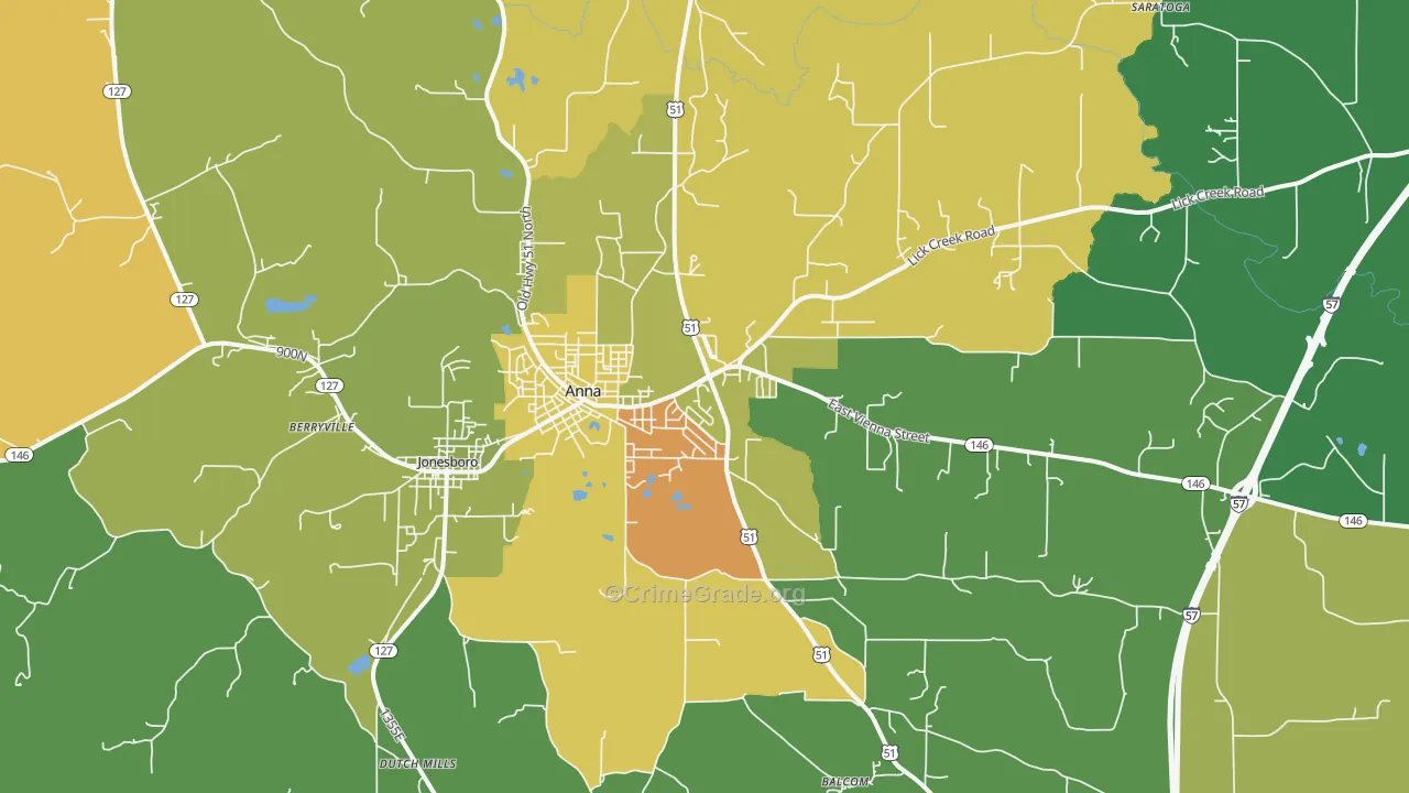 Anna, IL Map of Vandalism Rates