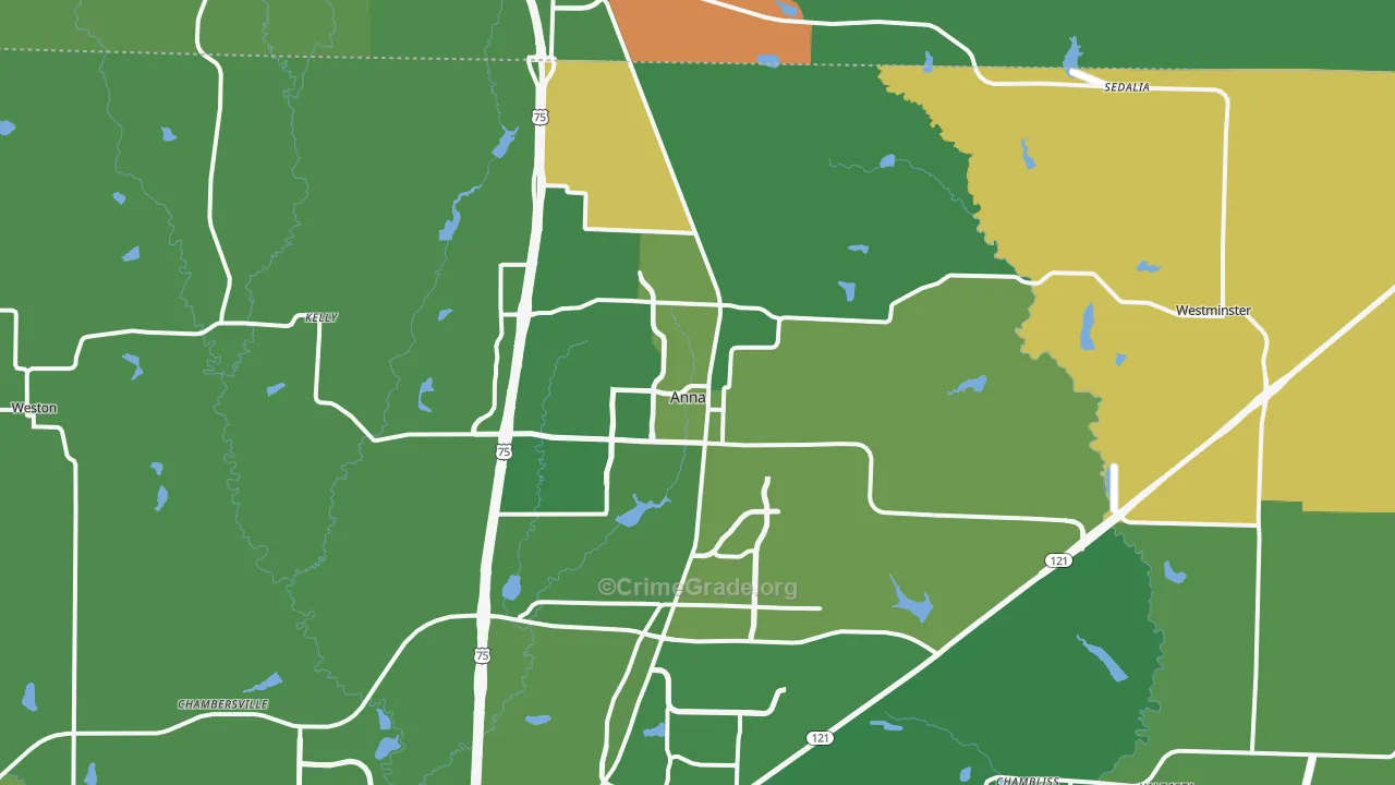 Anna, TX Map of Vandalism Rates