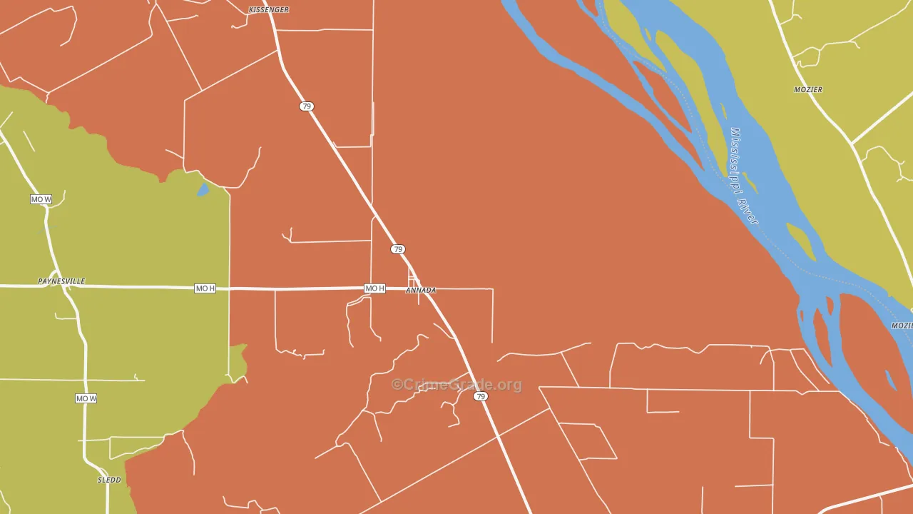 Annada, MO Map of Vandalism Rates