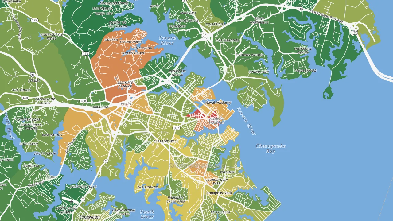 Annapolis, MD Map of Vandalism Rates
