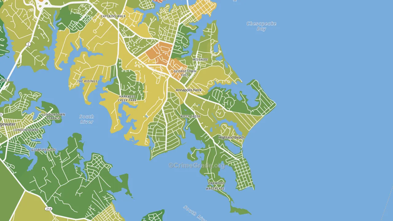 Annapolis Neck, MD Map of Vandalism Rates