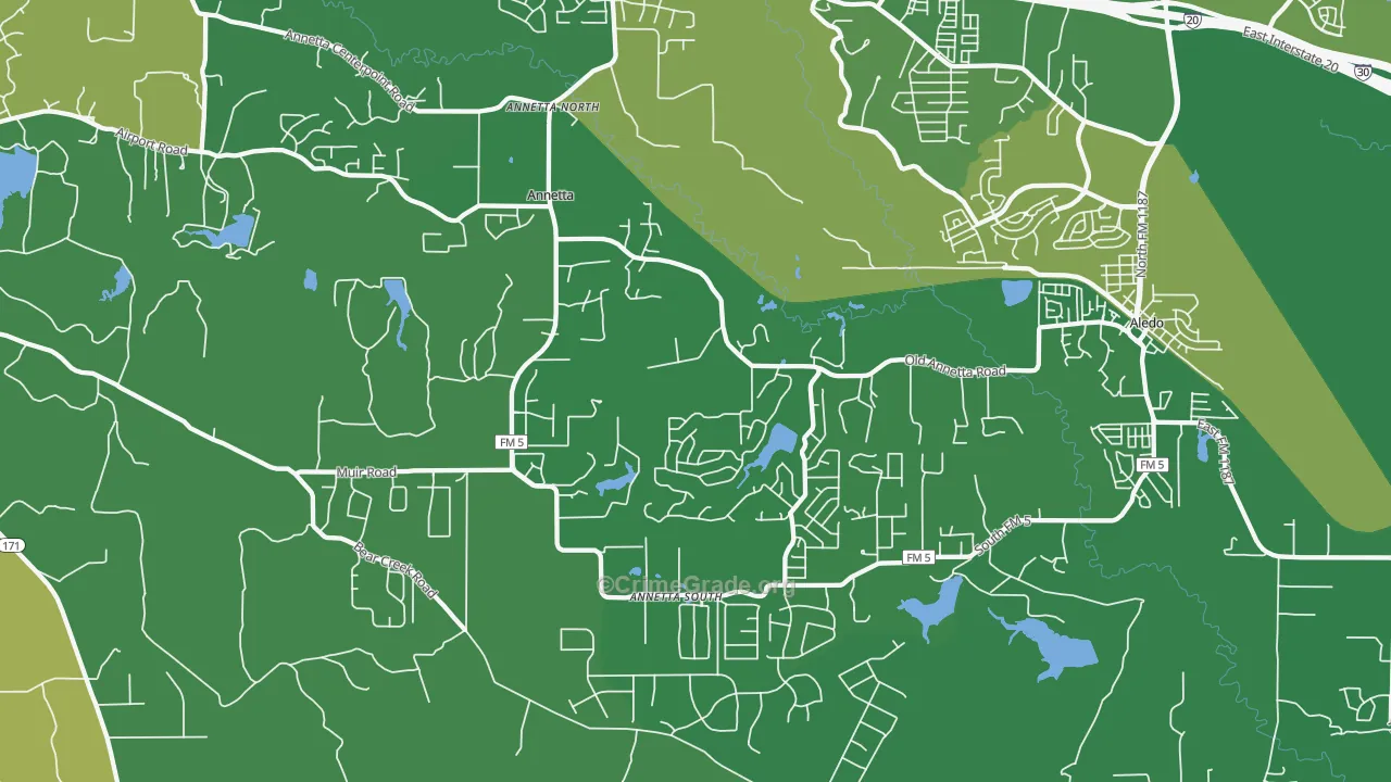 Annetta, TX Map of Vandalism Rates