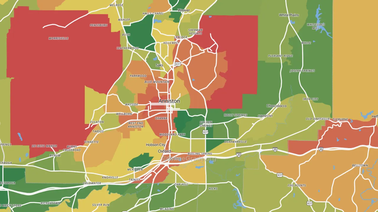Anniston, AL Map of Vandalism Rates